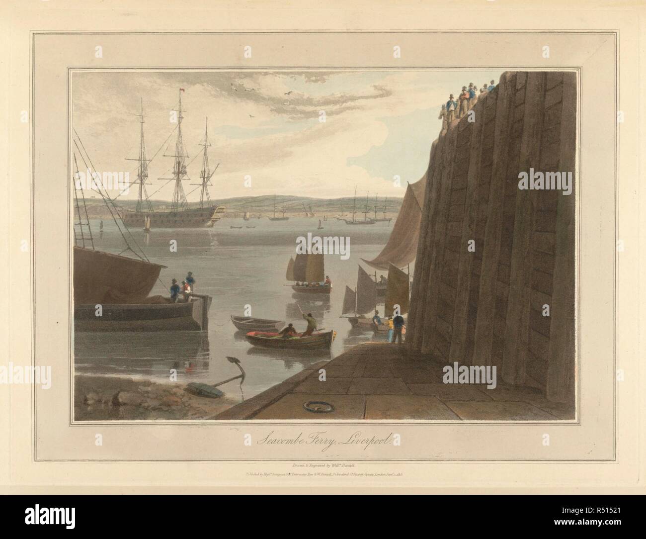 Seacombe seacombe Fähre in der Nähe von Liverpool. Die Küste und Landschaft von Großbritannien. Gezeichnet und von William Daniell eingraviert. Eine Reise rund um Großbritannien im Sommer des Jahres 1813 durchgeführt. London England. Quelle: G.7043. Sprache: Englisch. Autor: DANIELL, WILLIAM. AYTON, Richard. Stockfoto