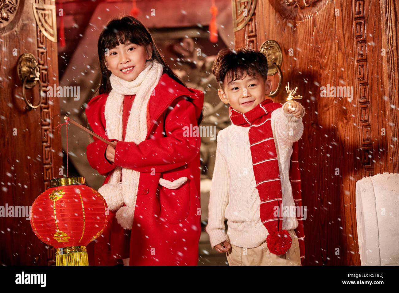 Der glückliche Kinder Tag des Neuen Jahres Stockfoto