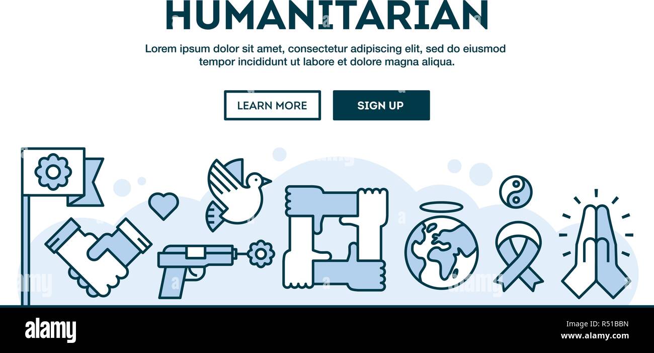 Humanitäre, Konzept Kopf, flache Bauform dünne Linie Stil Stock Vektor