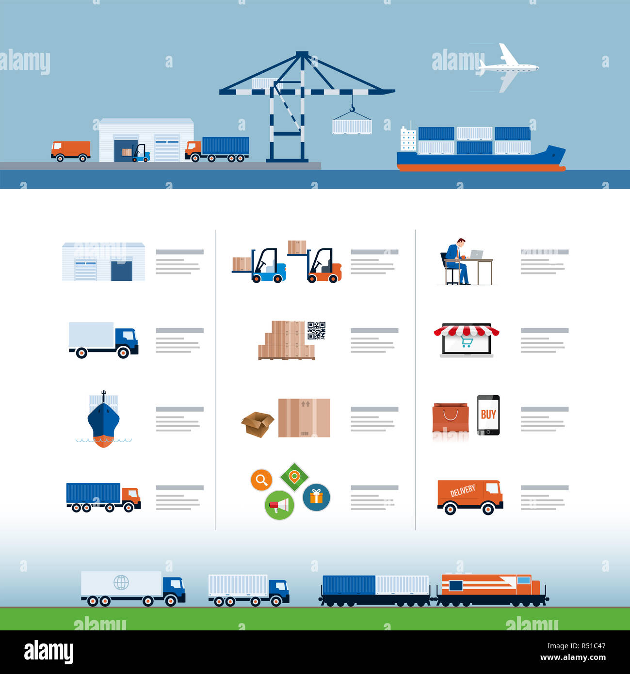 Logistik und Lieferung Prozess Design Stockfoto