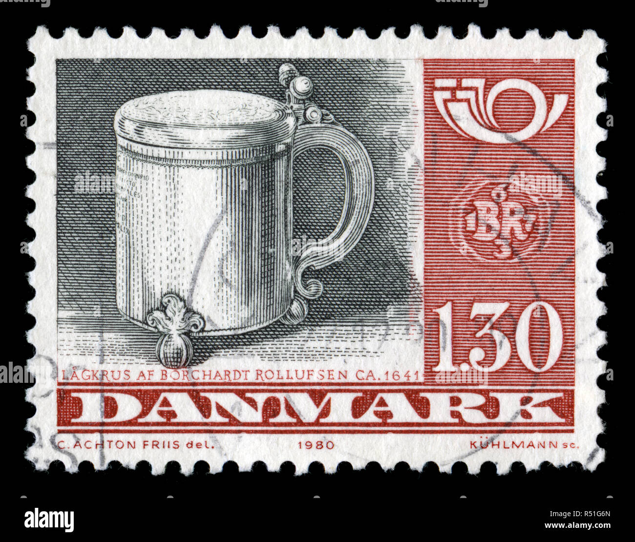 Briefmarke aus Dänemark im Norden - Partnerstädten Serie 1980 ausgestellt Stockfoto