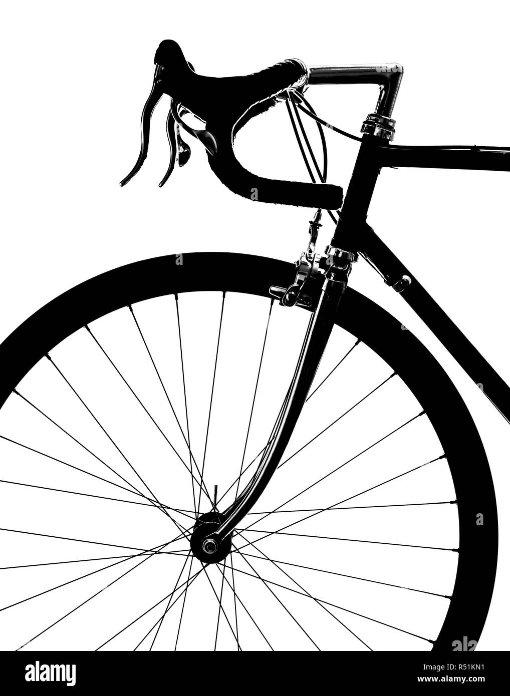 Profil von Sport vintage Road bike auf weißem Hintergrund. Konzeptioneller Hintergrund Stockfoto