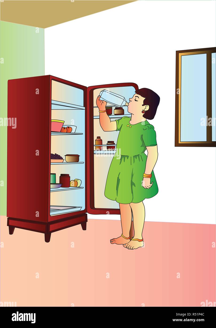 Mädchen dinking Wasser Stock Vektor