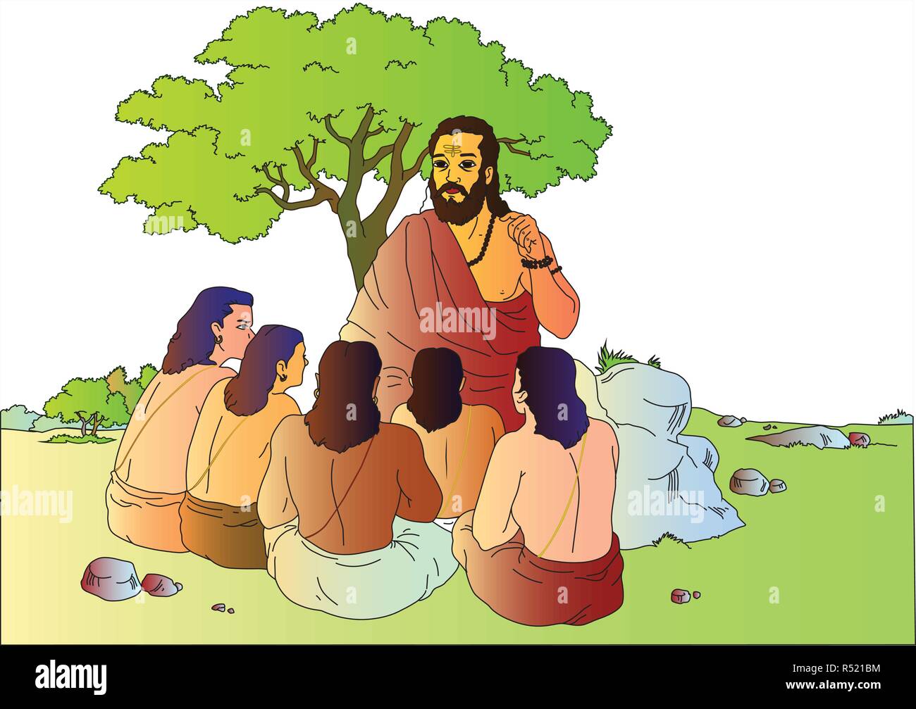 Indischer Guru und Schüler Stock Vektor