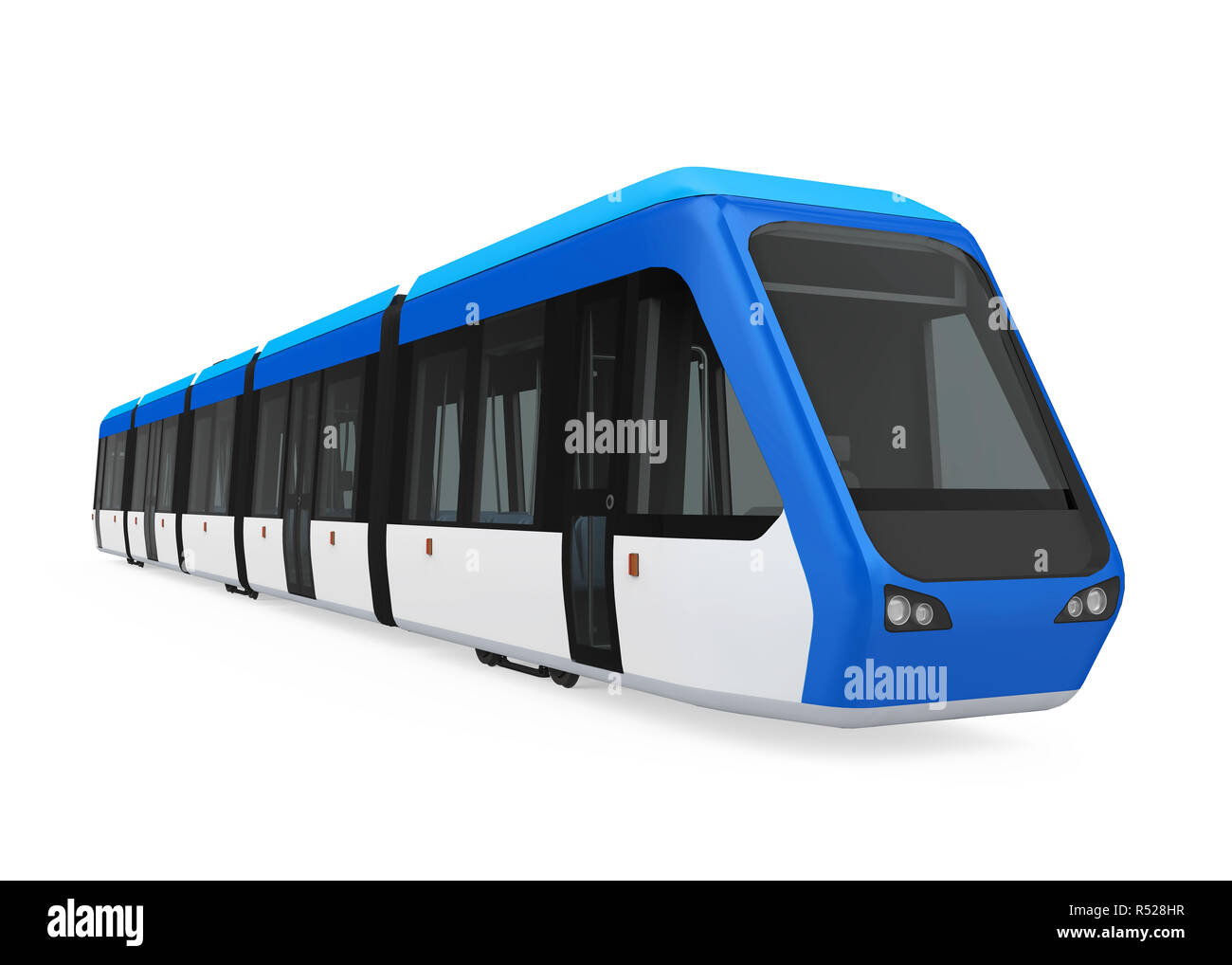 Moderne Straßenbahn isoliert Stockfoto