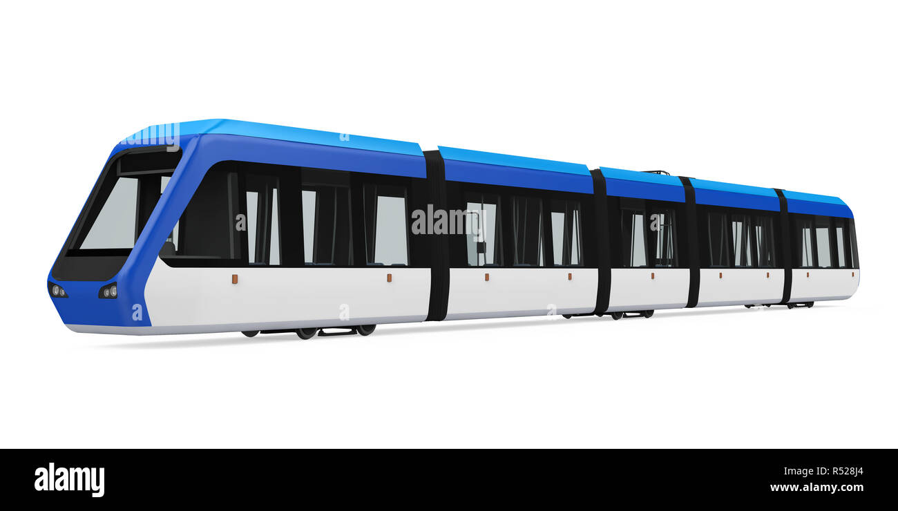 Moderne Straßenbahn isoliert Stockfoto
