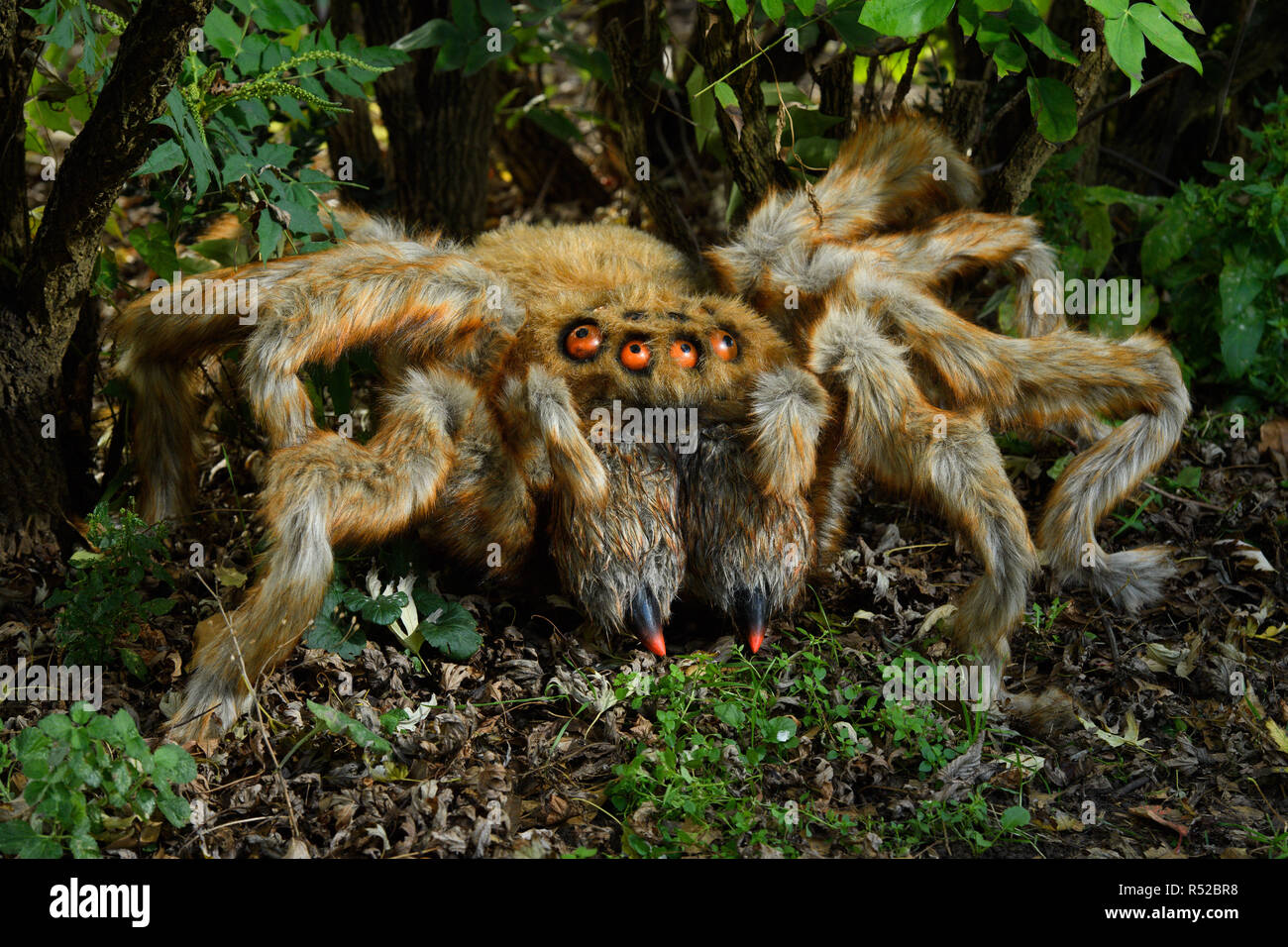 Die Londoner hatten die Halloween heebie-jeebies heute als Supersized animatronic Spider auf Pendler und Touristen über die Stadt losgelassen wurde. Versteckte Kameras aufgezeichneten Reaktionen als es heraus auf Passanten sprang. Die Achtbeinigen monster Streich wurde inszeniert von Getränke Marke Fanta Ihre neue Halloween geschmack Bereich zu fördern. Foto. Datum: Montag, 29. Oktober 2018. Die Creepy Crawly, die von einem Bediener, nahm das Team der Special Effects Künstler vier Wochen kontrolliert und wurde von der Welt creepiest spider Arten, darunter eine haarige Vogelspinne, einem australischen Funnel-Web Spider inspiriert Stockfoto