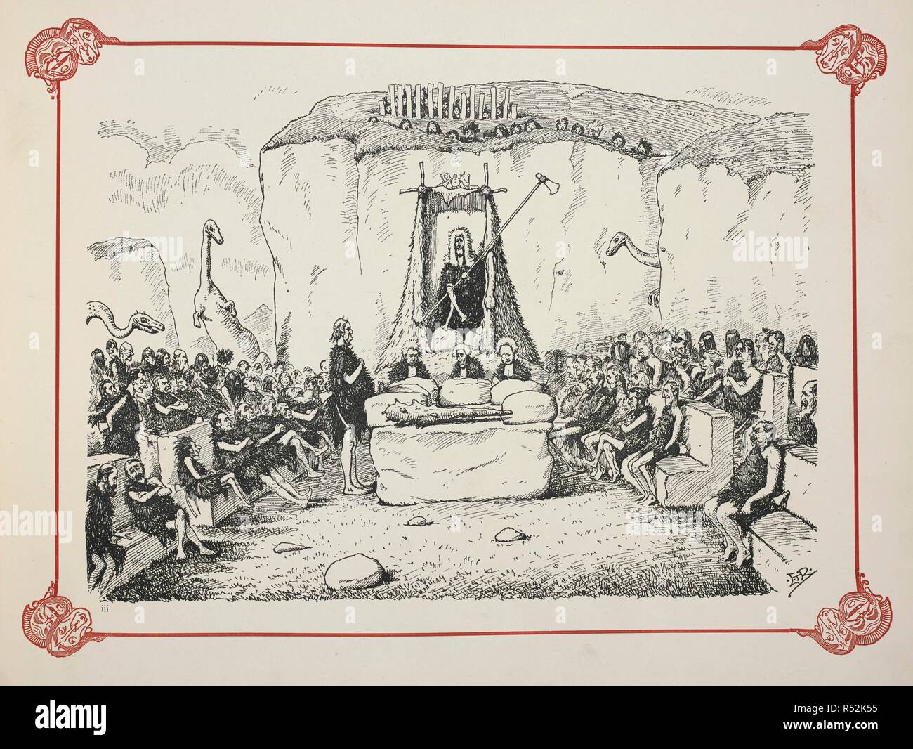 Pre-'Historicus" und seine Finanzen Rechnung. Prähistorische Peeps. Von â € oePunch.â € gezeichnet von E.T. Reed. [Mit 26 Platten.]. London: Bradbury, Agnew & Co., [1896]. Quelle: 1876.b36 peep III. Autor: EDWARD TENNYSON REED. Stockfoto