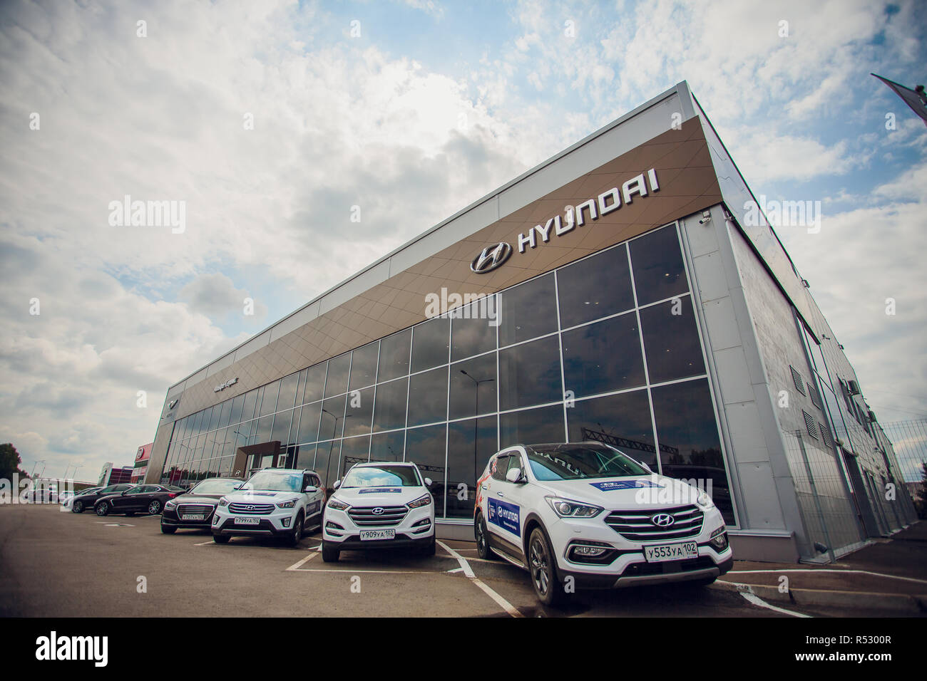 Ufa, Russland Juli 8, 2018: Hyundai Motor Company Dealership. Stockfoto