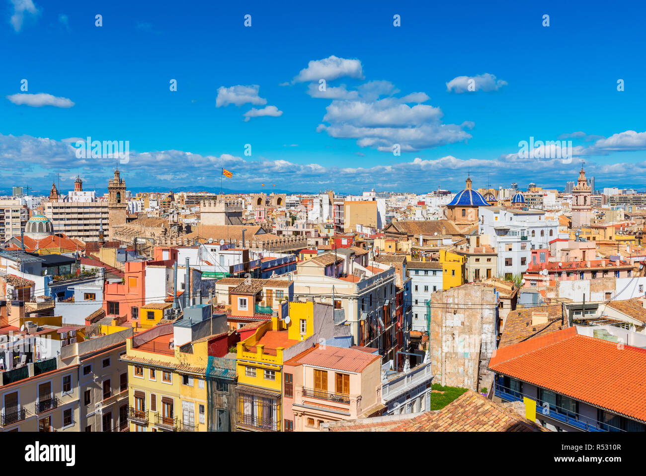 Skyline von Valencia Spanien Stockfoto