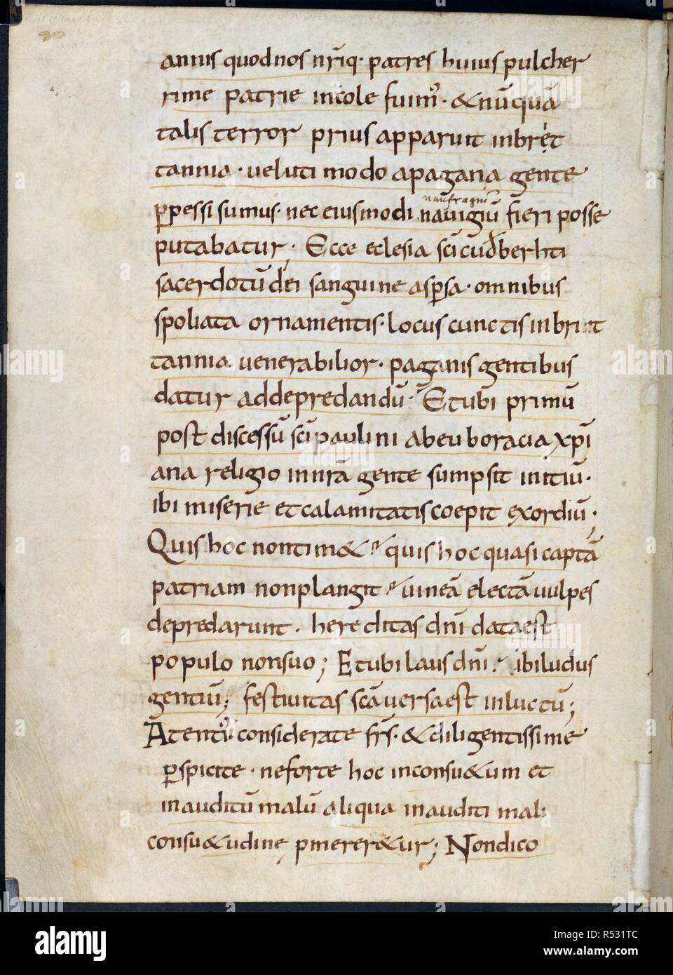 Brief Alcuin Bietet Commiserations Auf Der Viking Angriff Auf Lindisfarne In 793 Briefe Von Alcuin Worcester Oder York 11 Jahrhundert Quelle Baumwolle Vespasian A Xiv W 126 V Sprache Latein Alte Englische Glo