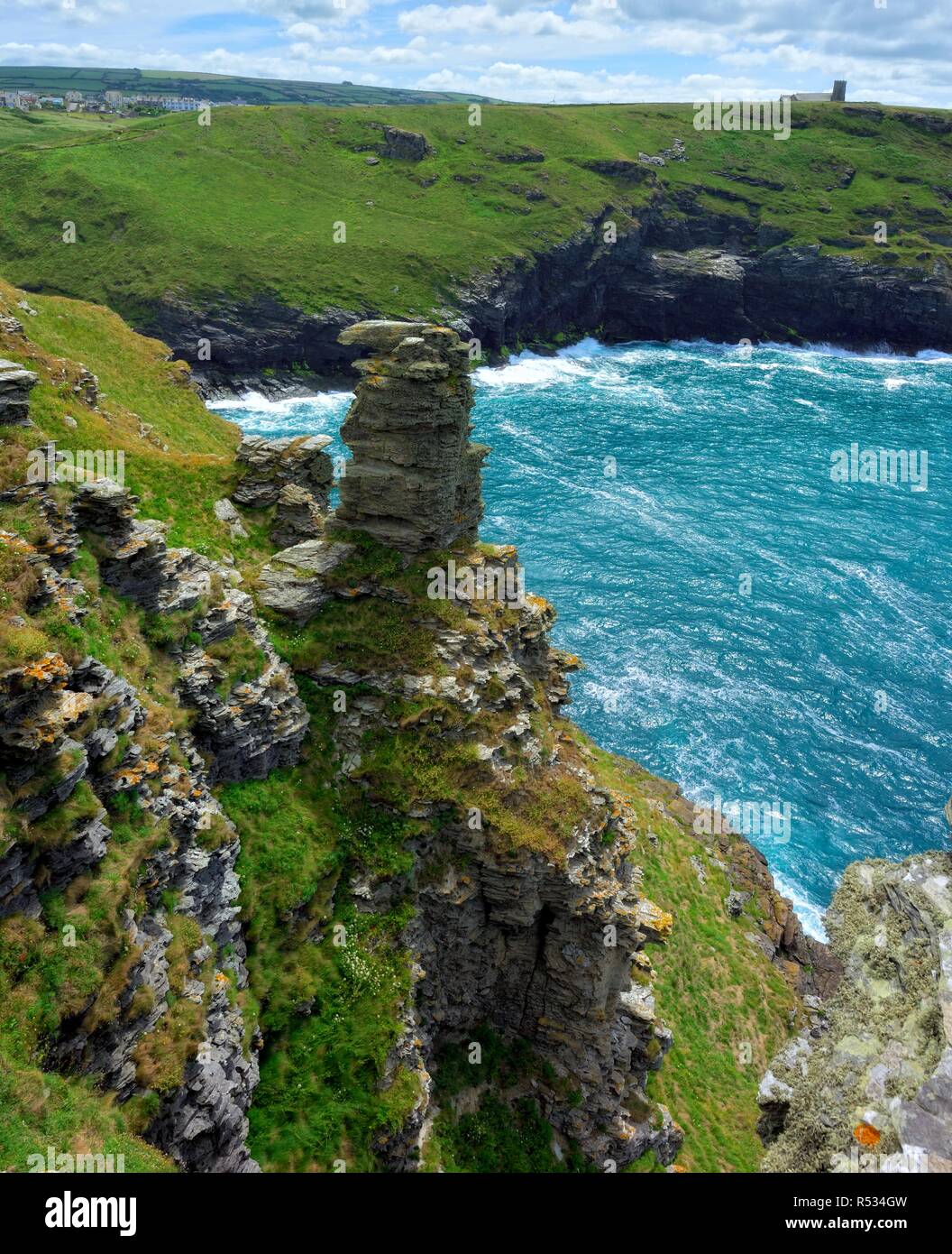 Tintagel Castle Island Halbinsel, Cornwall, England, Großbritannien Stockfoto