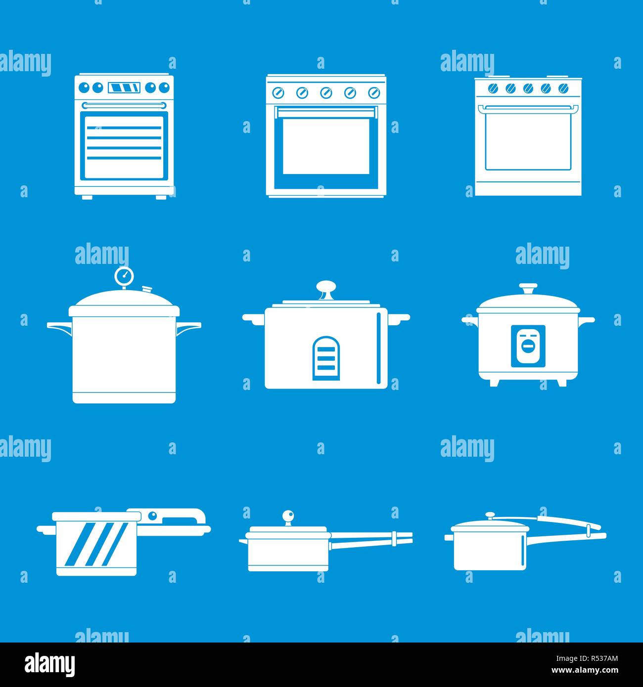 Herd Backofen Herd Pan Brenner Symbole Gesetzt. Einfache Abbildung: 9 Herd  Backofen Herd Pan Brenner Vector Icons Für Web Stock-Vektorgrafik - Alamy