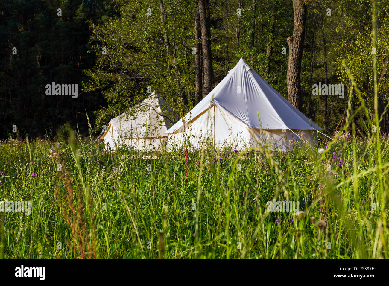 Camping Leinwand bell Zelten im Freien Stockfoto