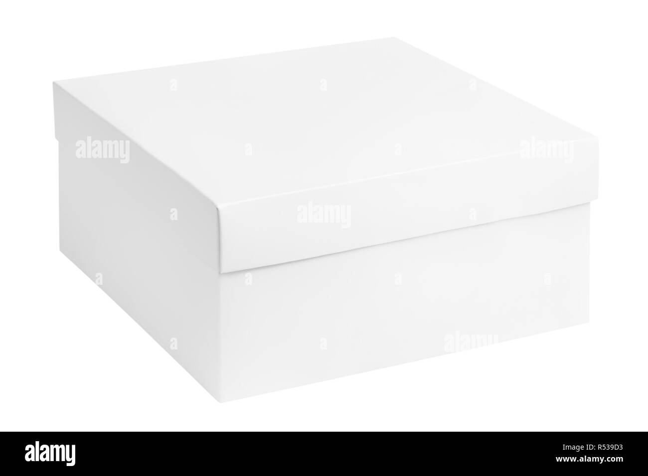 White Box Vorlage isoliert auf weißem Stockfoto