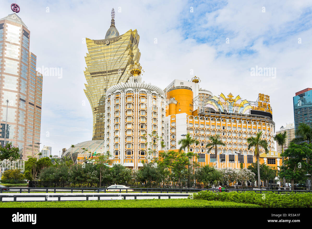 Grand Lisboa ist einer der bekanntesten Hotel und Casino in Macau. Macau, Januar 2018 Stockfoto