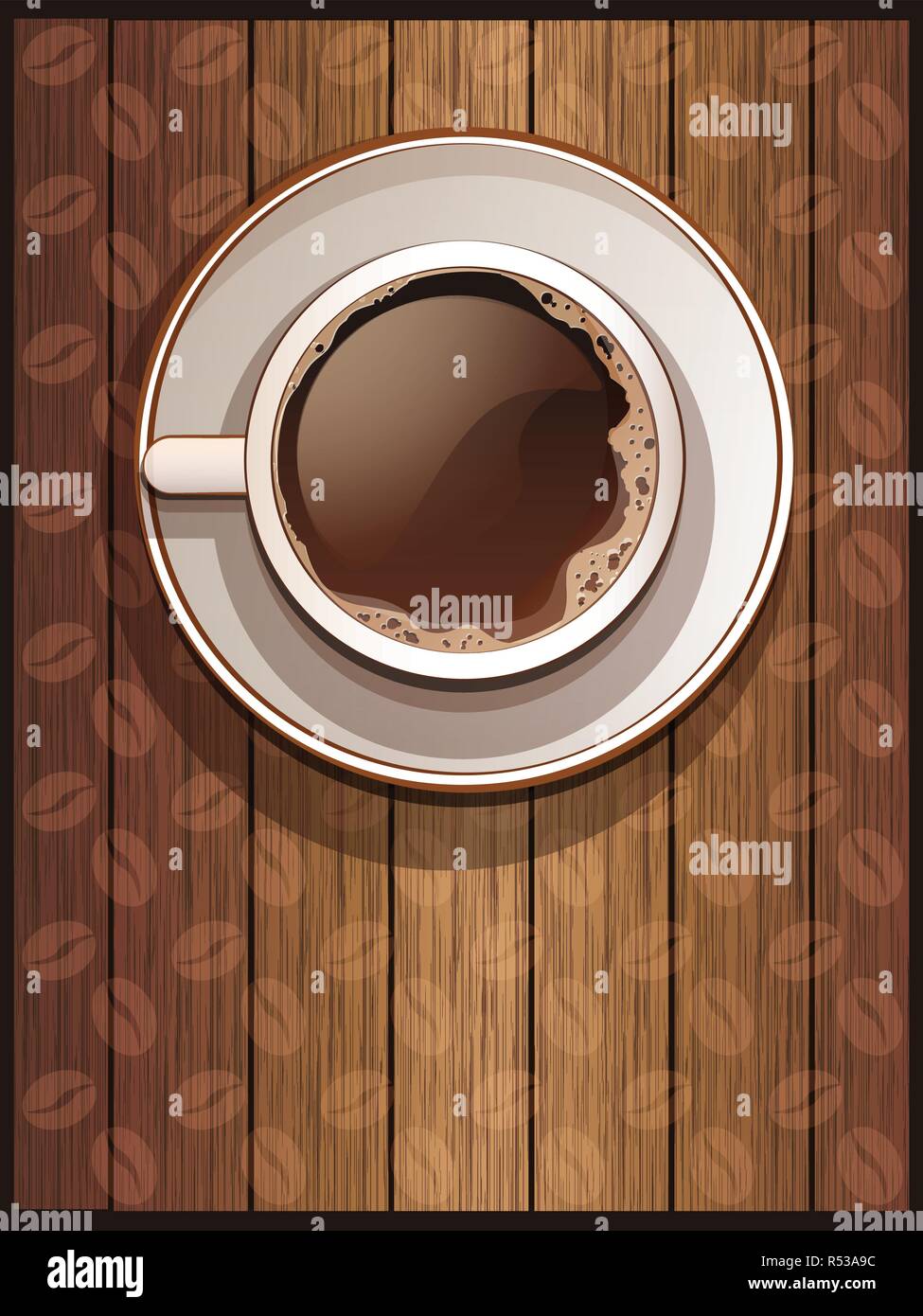 Blick von oben auf eine Tasse Kaffee, Vektor, Abbildung Stock Vektor