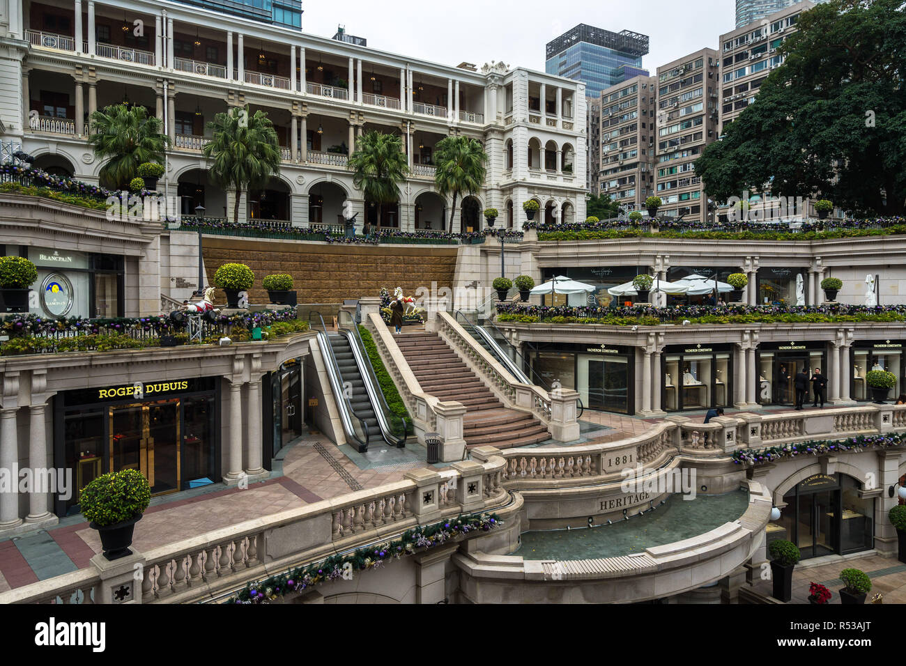 1881 Erbe ist eine berühmte Luxus Shopping Mall und beliebte Touristenattraktion in Tsim Sha Tsui. Hong Kong, Kowloon, Januar 2018 Stockfoto