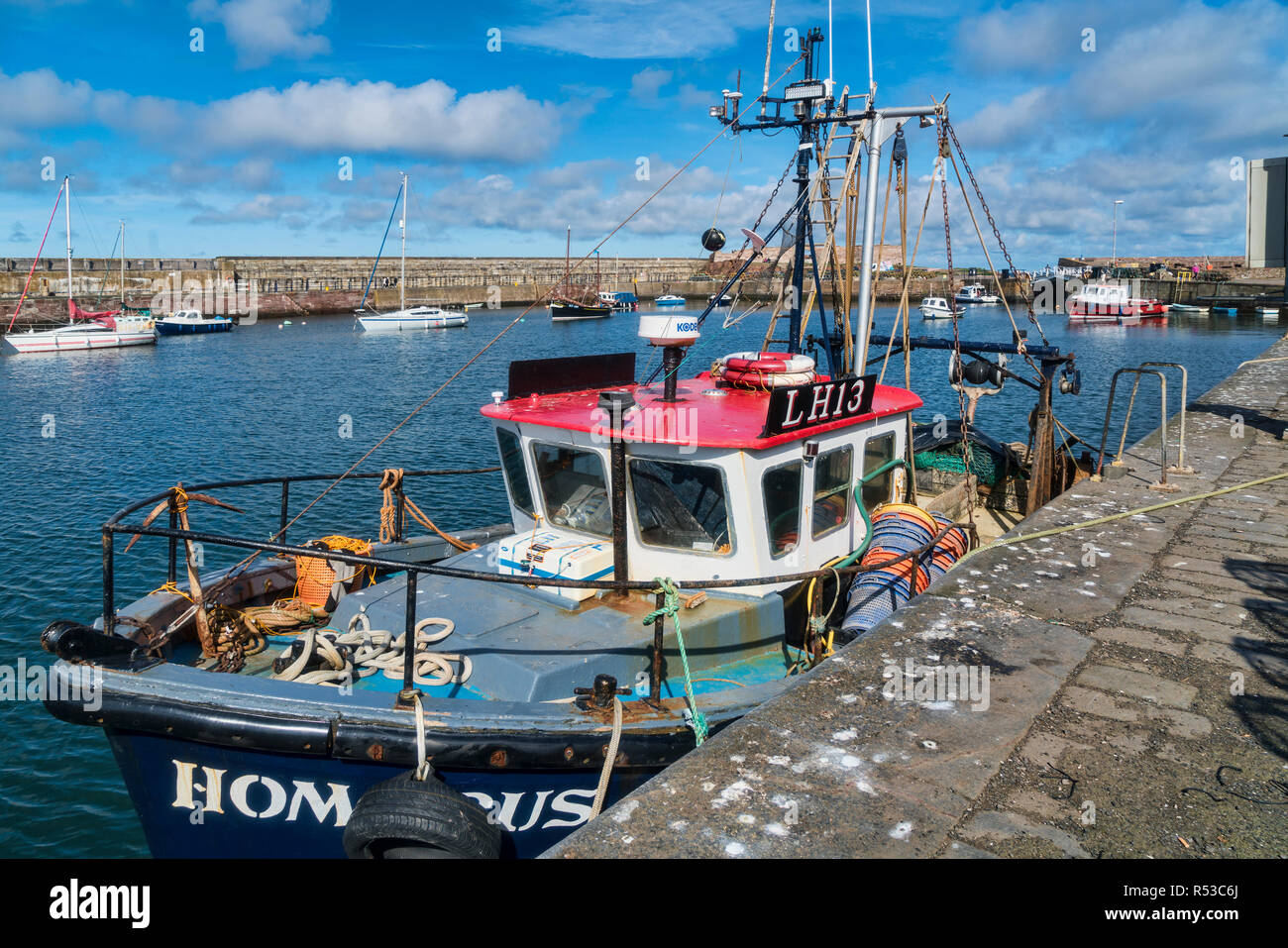 Dunbar Hafen, Boote, East Lothian, Schottland, Großbritannien. Stockfoto