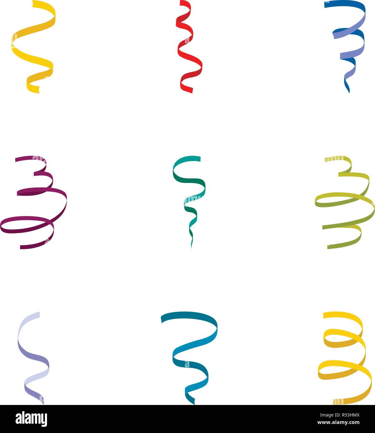 Curl Ribbon Symbol gesetzt. Flache Set von 9 curl ribbon Vector Icons für Web Design Stock Vektor