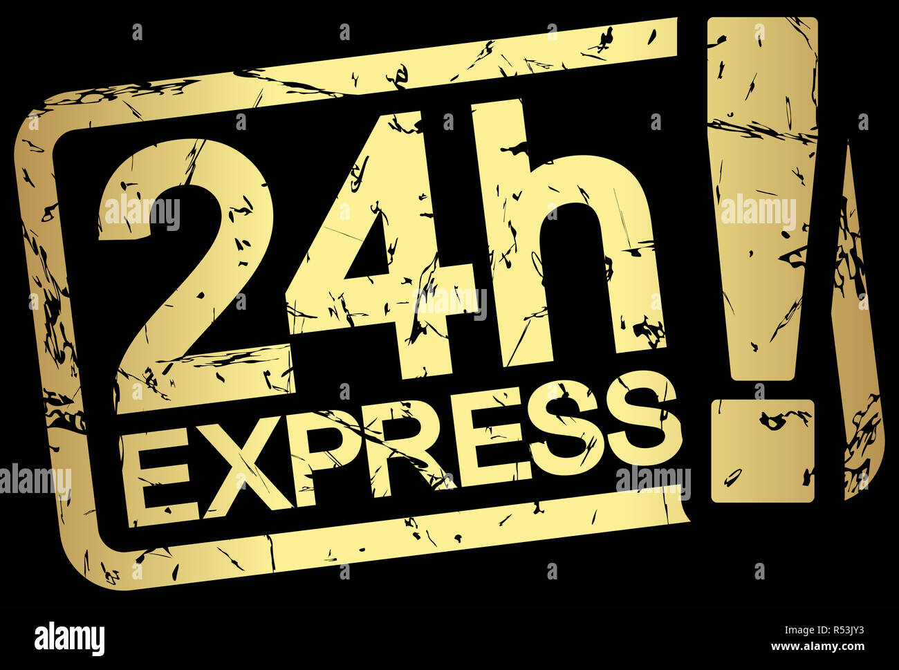 Gold Stempel mit Text 24h Express Stockfoto