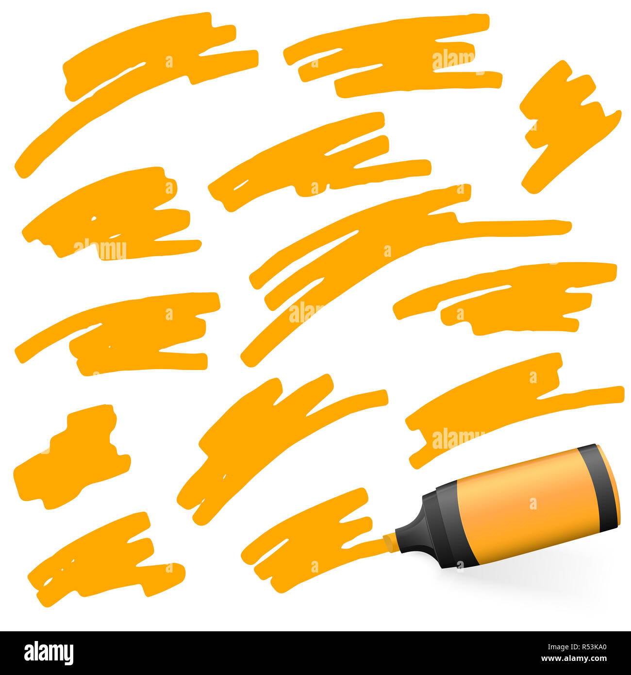 Farbigen Textmarker mit Markierungen Stockfoto