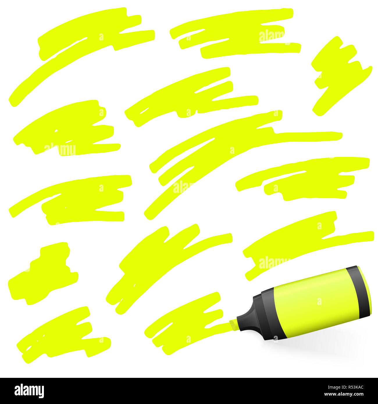 Farbigen Textmarker mit Markierungen Stockfoto