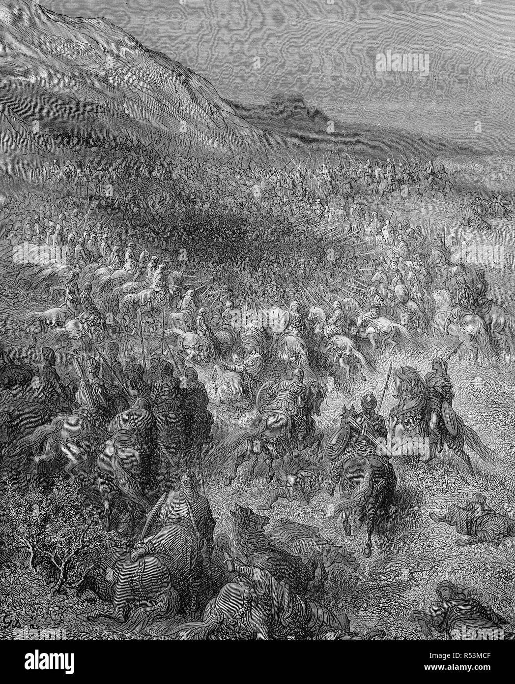 Digital verbesserte Reproduktion, die Belagerung von Akko, Ptolomais, war der erste bedeutende Gegenangriff von König Kerl von Jerusalem zu den Verlusten, um das Königreich zu Saladin, der Führer der Muslime in Syrien und Ägypten erfahren und bildeten einen Teil von dem, was später als der dritte Kreuzzug bekannt wurde, Belagerung von Akkon (28 sterben. August 1189 bis 12. Juli 1191) war das wichtigste Ereignis des Dritten Kreuzzuges im Heiligen Land, original Drucken aus dem 19. Jahrhundert Stockfoto