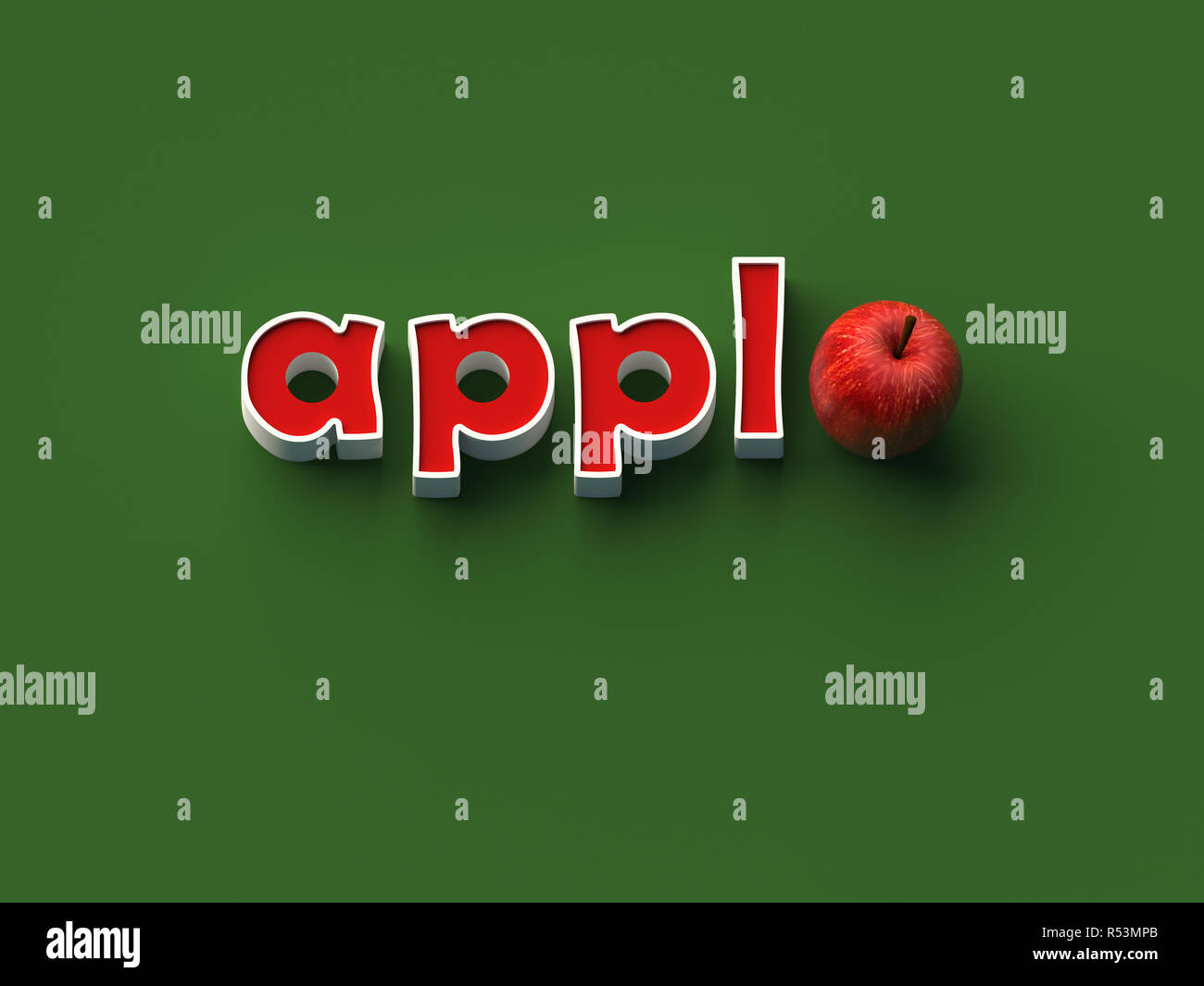 3D-Rendering Worte "appl" UND EIN APPLE Stockfoto