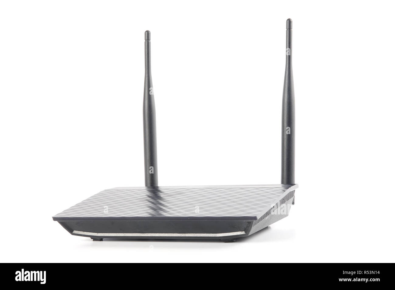 Moderne Wlan Router auf weißem Hintergrund Stockfoto