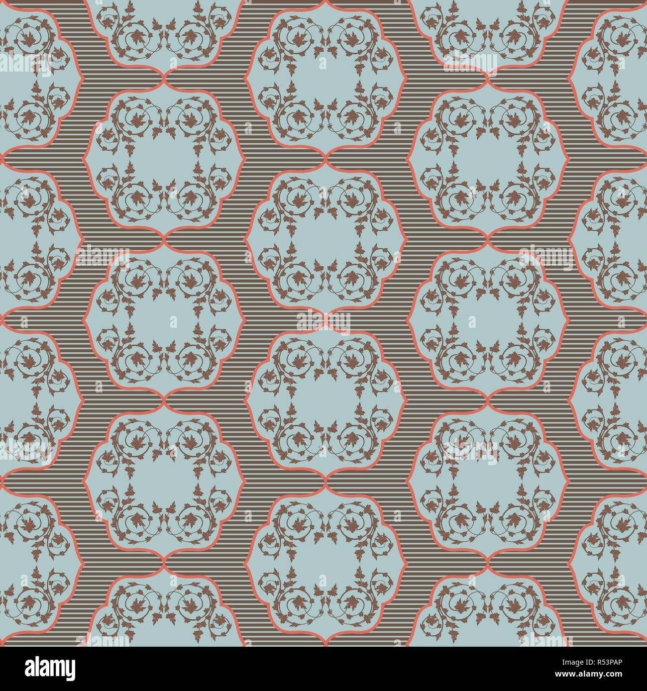 Nahtlose antiken floralen Ornament in pale pink, braun und blau Farben, Vektor als Stoff Textur Stock Vektor