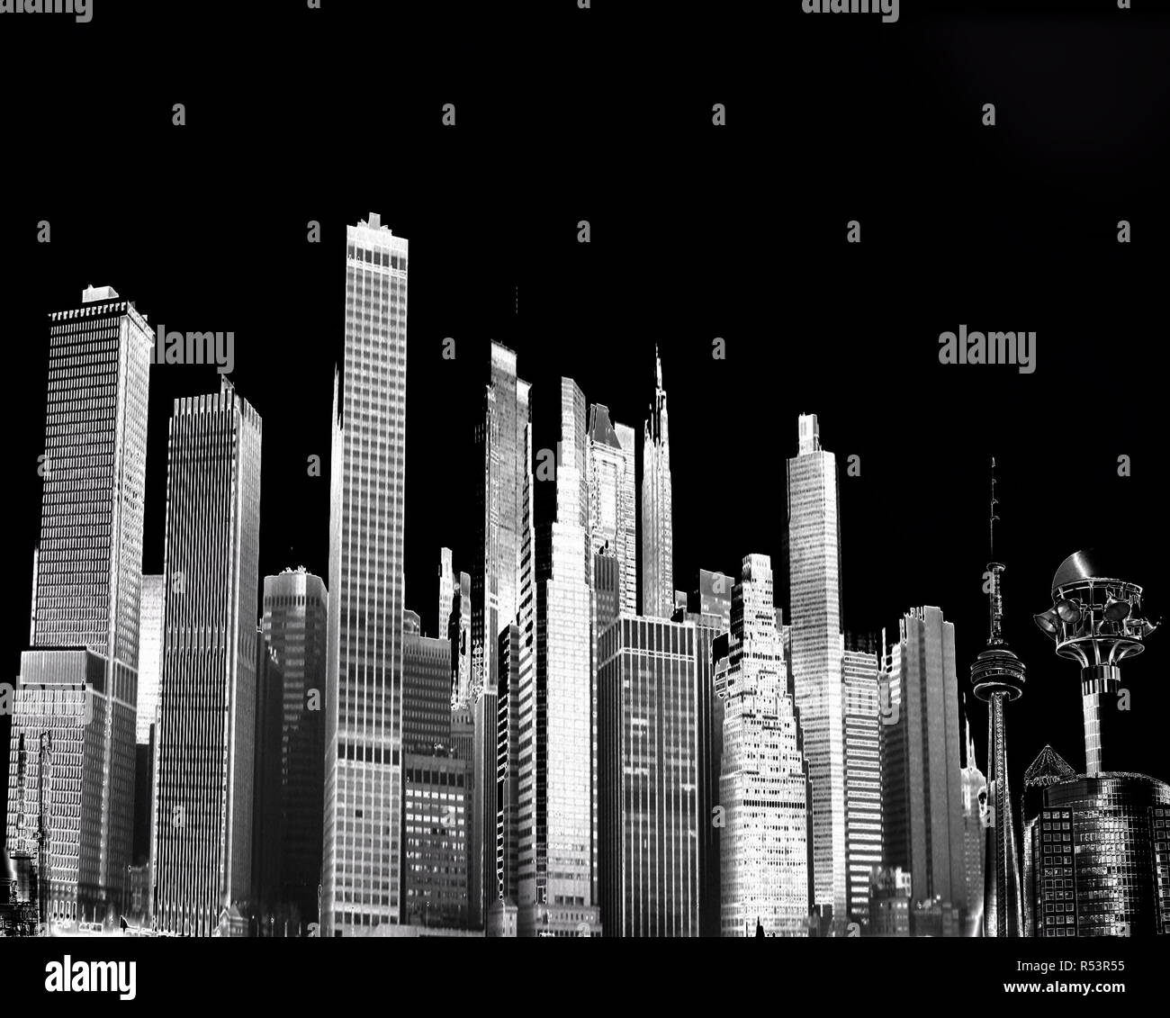 Abstraktes Bild eines virtuellen Stadtlandschaft Stockfoto