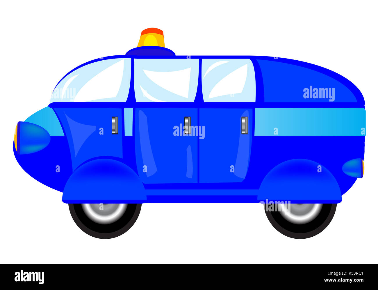 Blau cartoon Auto auf weißem Hintergrund Stockfoto