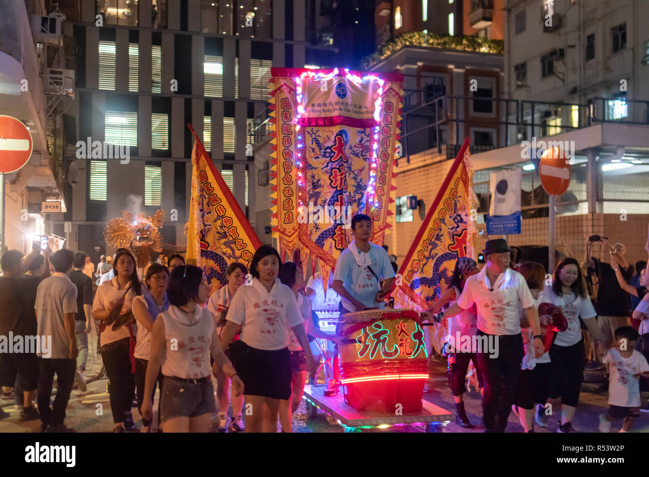 Oktober 3, 2017, Hongkong: der China Liste des immateriellen Kulturerbes im Jahr 2011 eingeschrieben, die Tai Hang Fire Dragon Tanz begann im Jahr 1880 ein Stockfoto