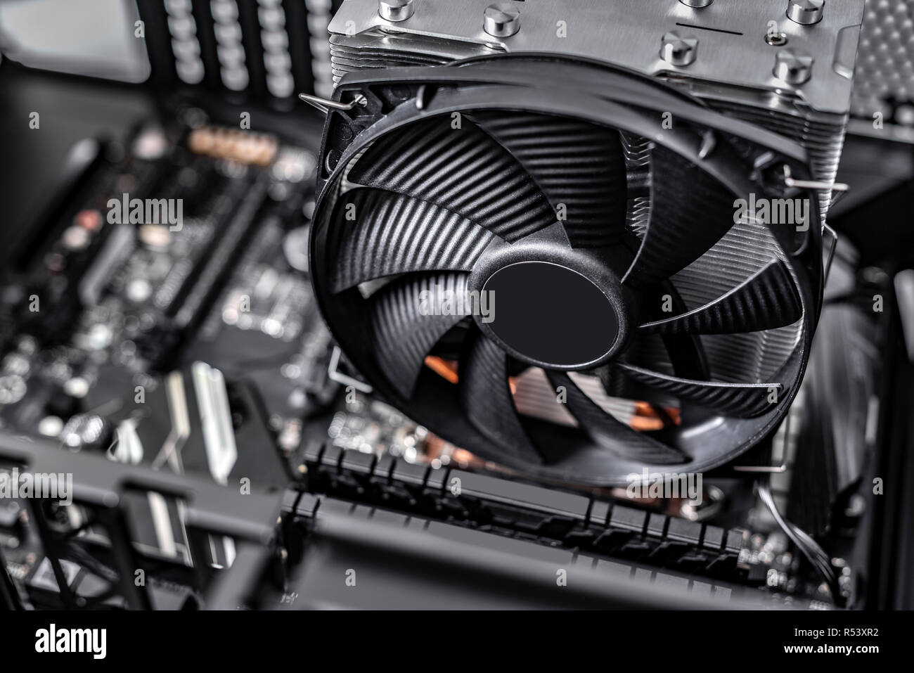 Komponenten des Computers bei der Montage des PC. Stockfoto