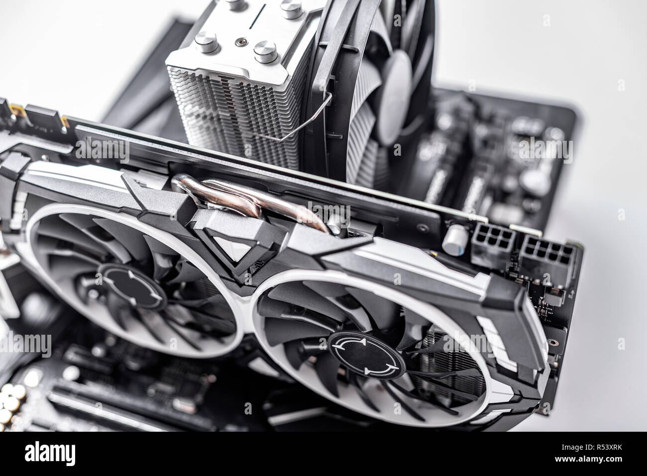 Komponenten des Computers bei der Montage des PC. Stockfoto