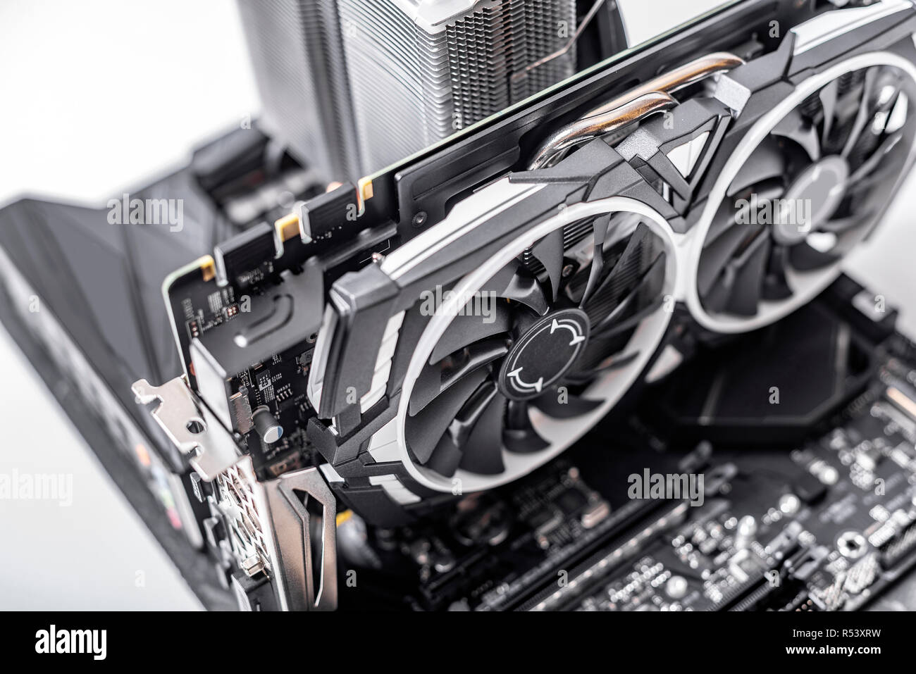 Komponenten des Computers bei der Montage des PC. Stockfoto