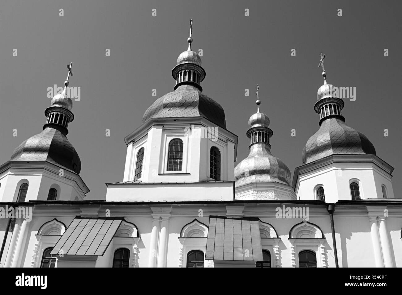St. Andreas Kirche Kiew orthodoxen grüne Farbe schwarz weiß Stockfoto