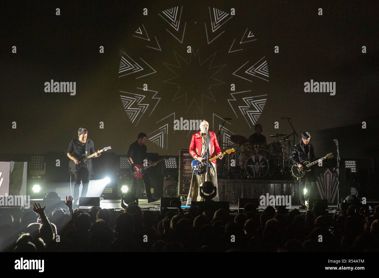 Madison, Wisconsin, USA. 28 Nov, 2018. JEFF SCHROEDER, JACK BATES, Billy Corgan, JIMMY CHAMBERLIN und JAMES IHA der Smashing Pumpkins im Sylvee in Madison, Wisconsin Credit: Daniel DeSlover/ZUMA Draht/Alamy leben Nachrichten Stockfoto