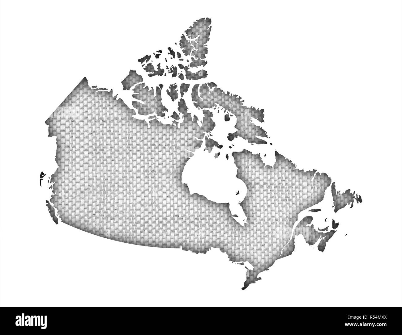 Karte von Kanada auf alten Bettwäsche Stockfoto