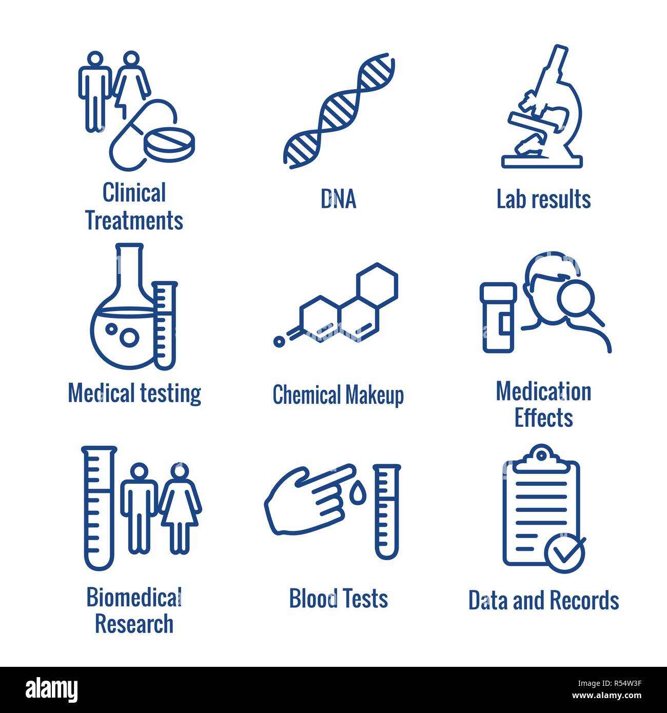 Medizinische Versorgung die Symbole - Menschen Charting Krankheit oder wissenschaftliche Entdeckung Stock Vektor