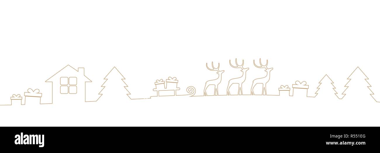 Weihnachten Grenze mit Rentiere Geschenke und Tannen auf weißem Hintergrund Vektor-illustration EPS 10 isoliert Stock Vektor
