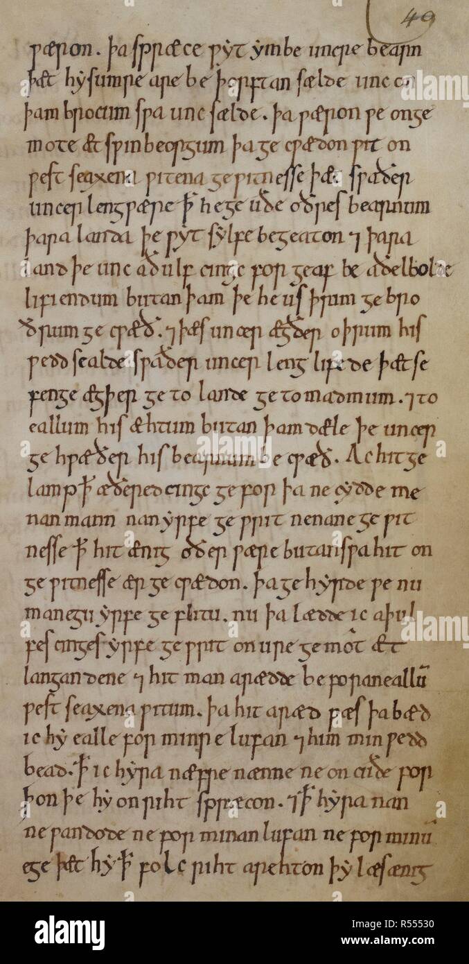 Der Wille des Königs Ã † lfred (Alfred); mit Vorwort, Incipit: 'Ic Ã † lfred cingc Mitte godes gife" und explizit: "[s] ic-hit sylf ge [c eÃ°e]Ã ¦ t ¦ Ã¾am nyhstan Einrichtung ge". Das Incipit: 'Ic Ã † lfred Ã¾est seaxena cingc" und explizit: "[s] ge mich für gyfan [yllan]'. Von (ff. 29 v bis 33 r). . [Historische Texte einschließlich der Wille des Königs Ã † lfred]. Liber vitae ("Die neuen Minster Liber vitae'). c 1031. Quelle: Stowe 944 w.30. Sprache: Latein. Stockfoto