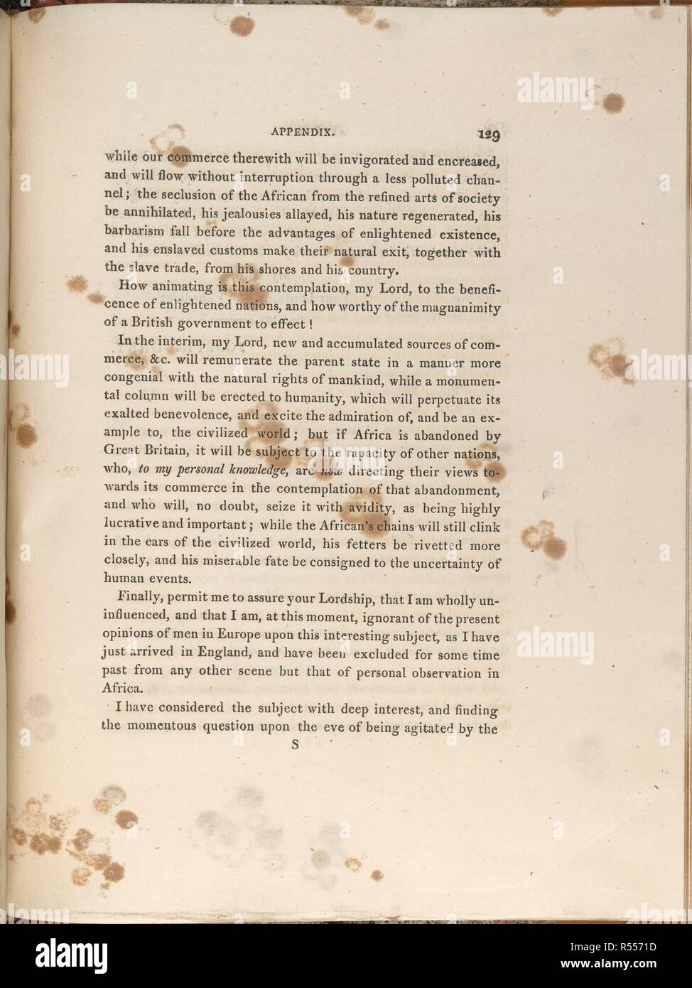 Einen Brief. Beobachtungen auf der Luv Küste von Afrika, Th. G. und W. Nicol; James Asperne: London, 1807. Ein Brief von Joseph Corry auf der rechten Seite Frau Abgeordnete Lord Viscount Howick, Seiner Majestät spät principal Staatssekretär für auswärtige Angelegenheiten über die Abschaffung des Sklavenhandels. Bild von Beobachtungen auf der Luv Küste Afrikas, der Religion, Charakter, Zölle, &c. der Eingeborenen mit einem Anhang, in dem ein Schreiben über die Abschaffung des Sklavenhandels. [Mit Platten.]. Ursprünglich/in G. und W. Nicol produziert veröffentlicht; James Asperne: London, 1807. . Quelle: 148. Stockfoto