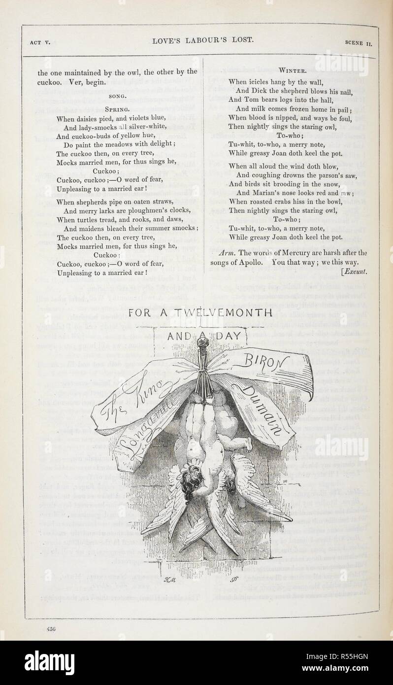 Cupids hängen wie Tauben aus 'Verlorene Liebesmüh'. Die Werke von shakspere aus den besten Behörden überarbeitet: Mit einer Abhandlung, und Essay auf sein Genie, von Barry Cornwall: Und, Anmerkungen und einleitende Bemerkungen zur spielt, die von hochkarätigen Autoren: mit Gravuren auf Holz dargestellt, nach Entwürfen von Kenny suchen. London: R. Tyas, 1843. Quelle: 841. k. 21-23, Seite 456. Sprache: Englisch. Stockfoto