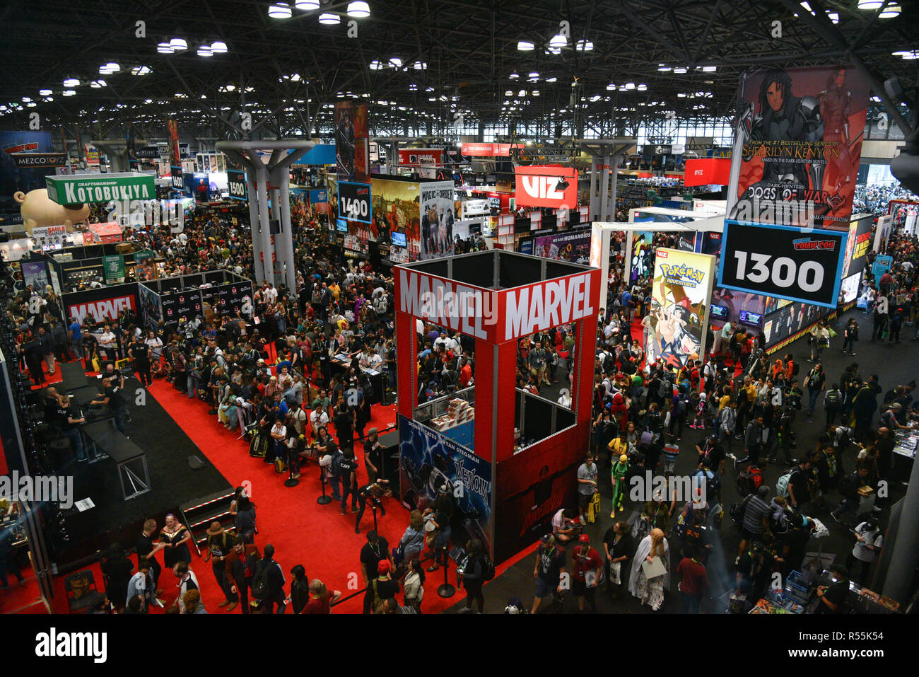 Ansicht von oben von ComicCom im Javits Center am 7. Oktober 2018 in New York City. Stockfoto