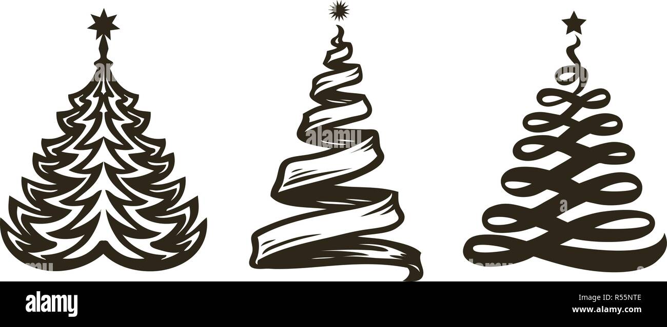 Weihnachtsbaum, abstrakte Symbol. Urlaub, Feier Etikett oder Logo. Vector Illustration Stock Vektor