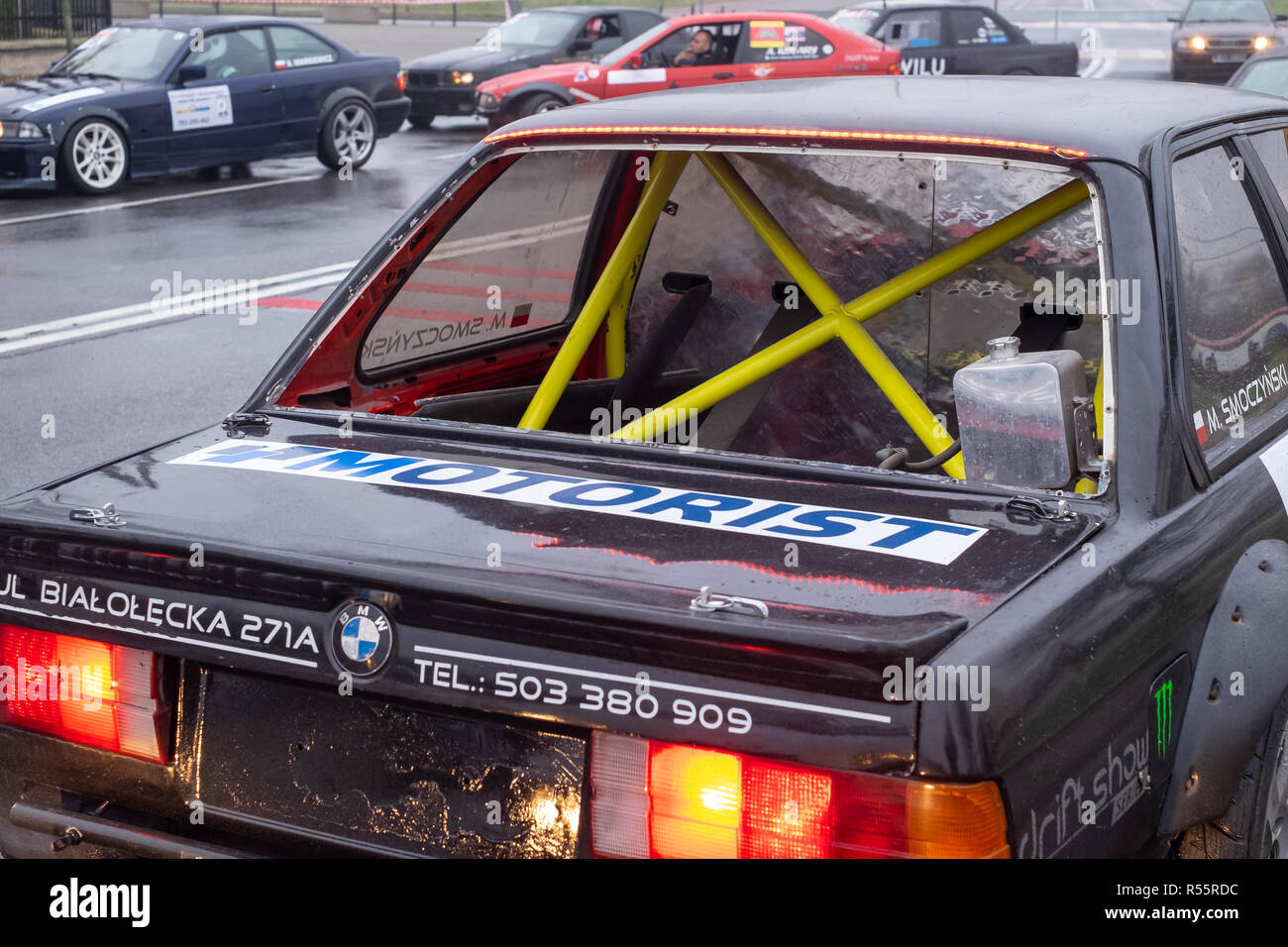 Zgierz, Polen. 24. November 2018. Anti Roll Cage im laienhaften treiben Sport Auto Stockfoto