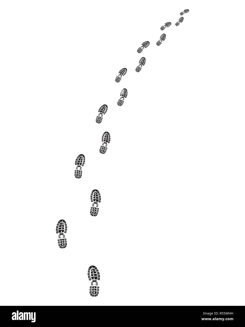 Trail schuhe Drucke, biegen Sie nach links oder rechts Stockfoto