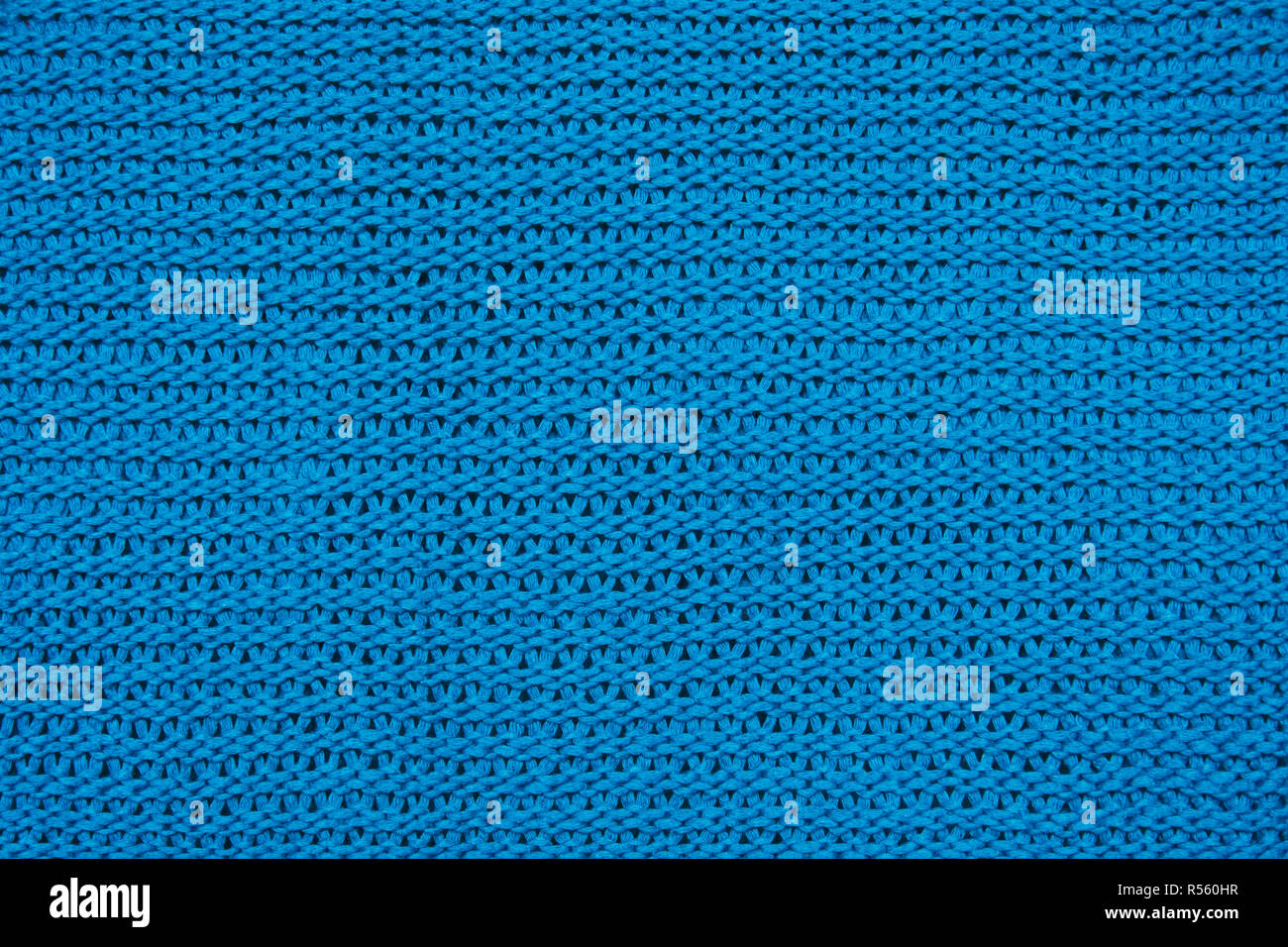 Blau gestrickt Hintergrund der Großen stricken Textur von Maschenware Stockfoto